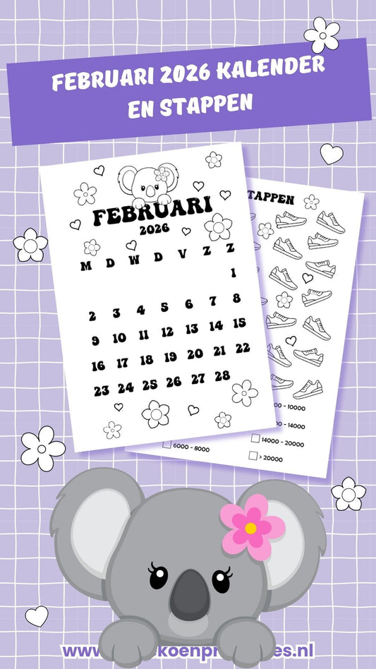 Februari Journal kalender 2026 en stappen