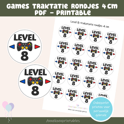 Games Level 8 traktatie rondjes 4 cm