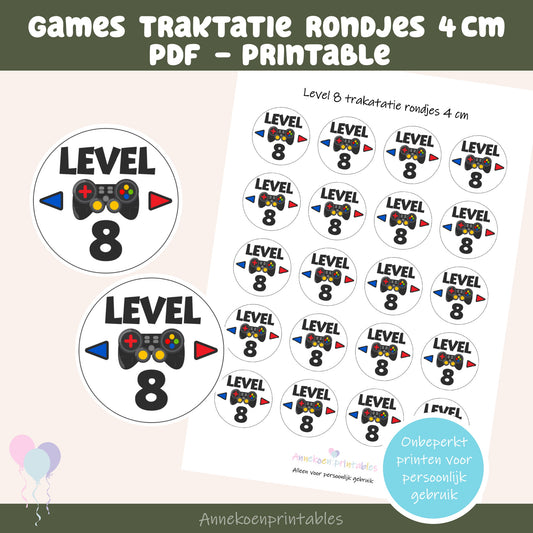 Games Level 8 traktatie rondjes 4 cm