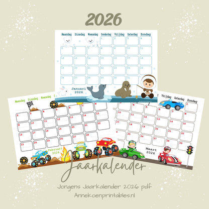 Kalender 2026 serie Jongens