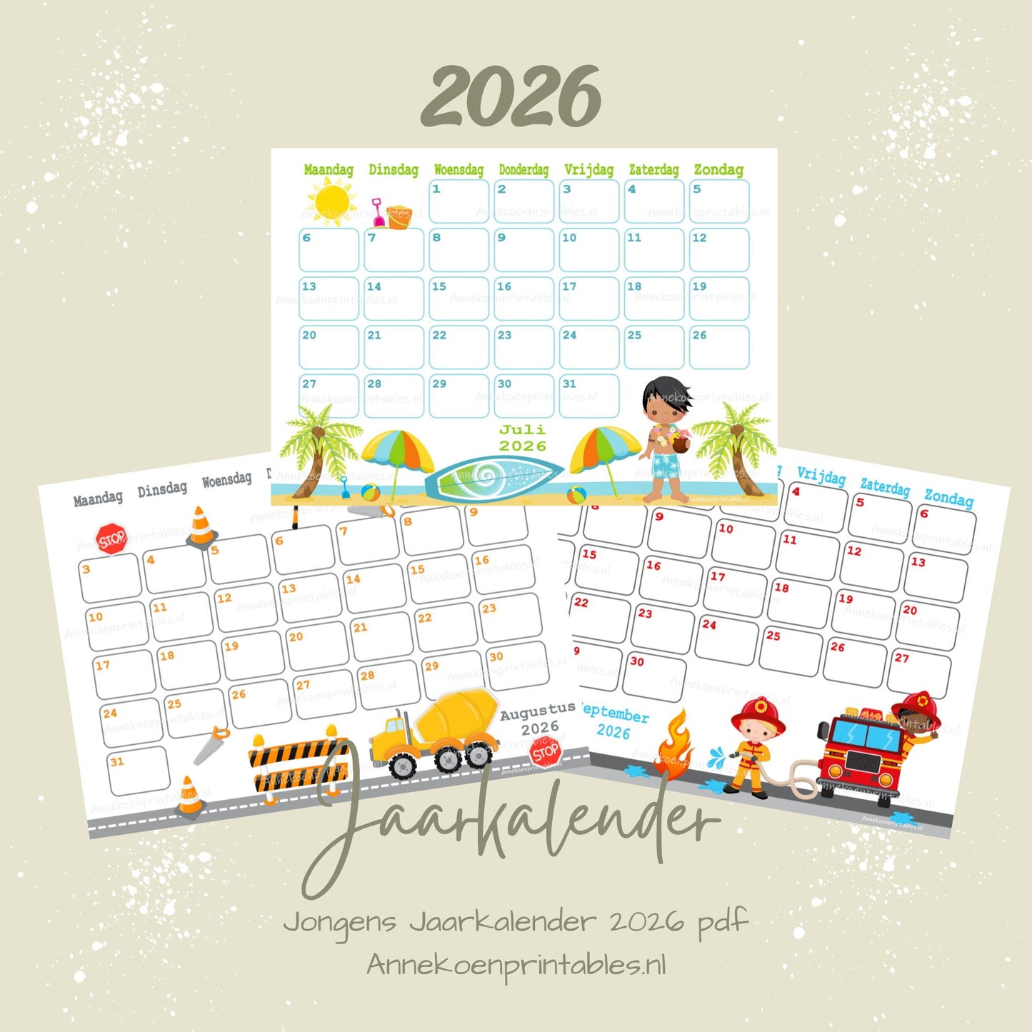 Kalender 2026 serie Jongens