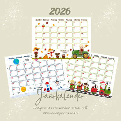 Kalender 2026 serie Jongens