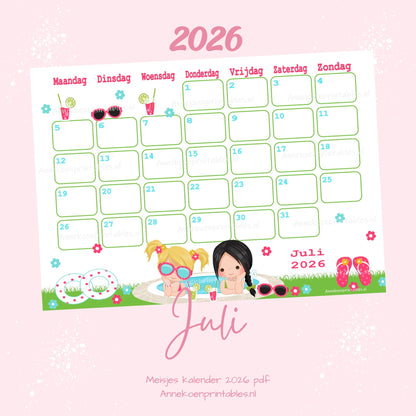 Kalender 2026 serie Meisjes