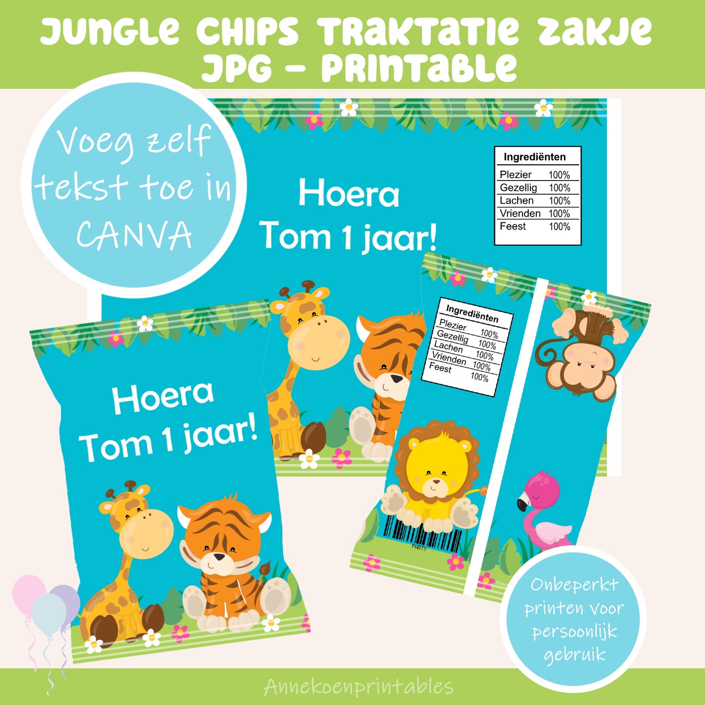Jungle chips traktatie zakje