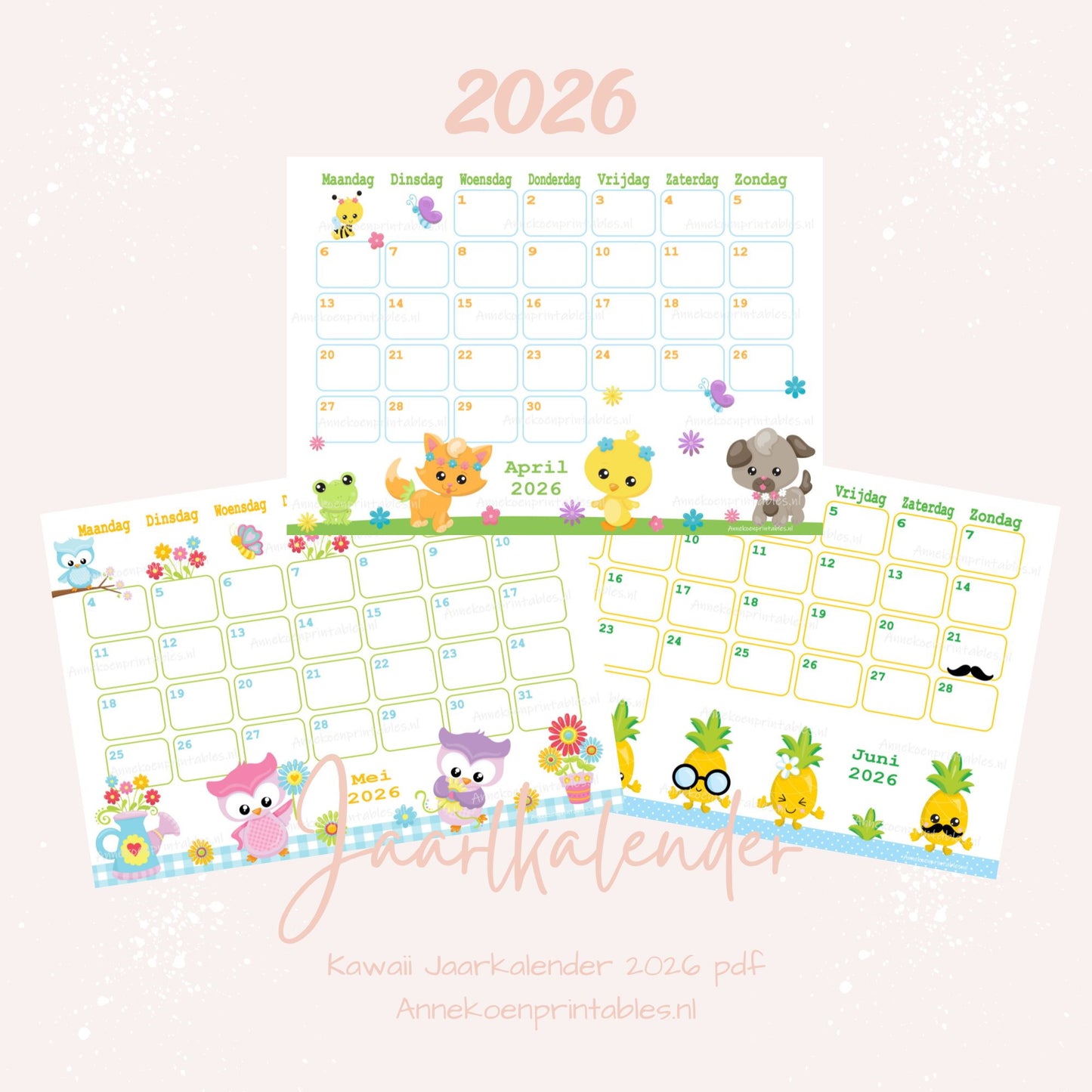 Kalender 2026 serie Kawaii