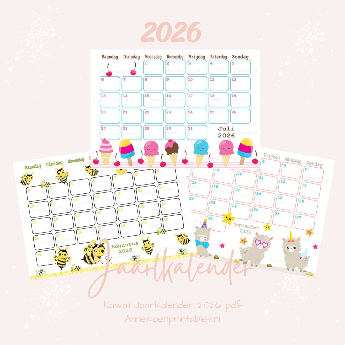 Kalender 2026 serie Kawaii