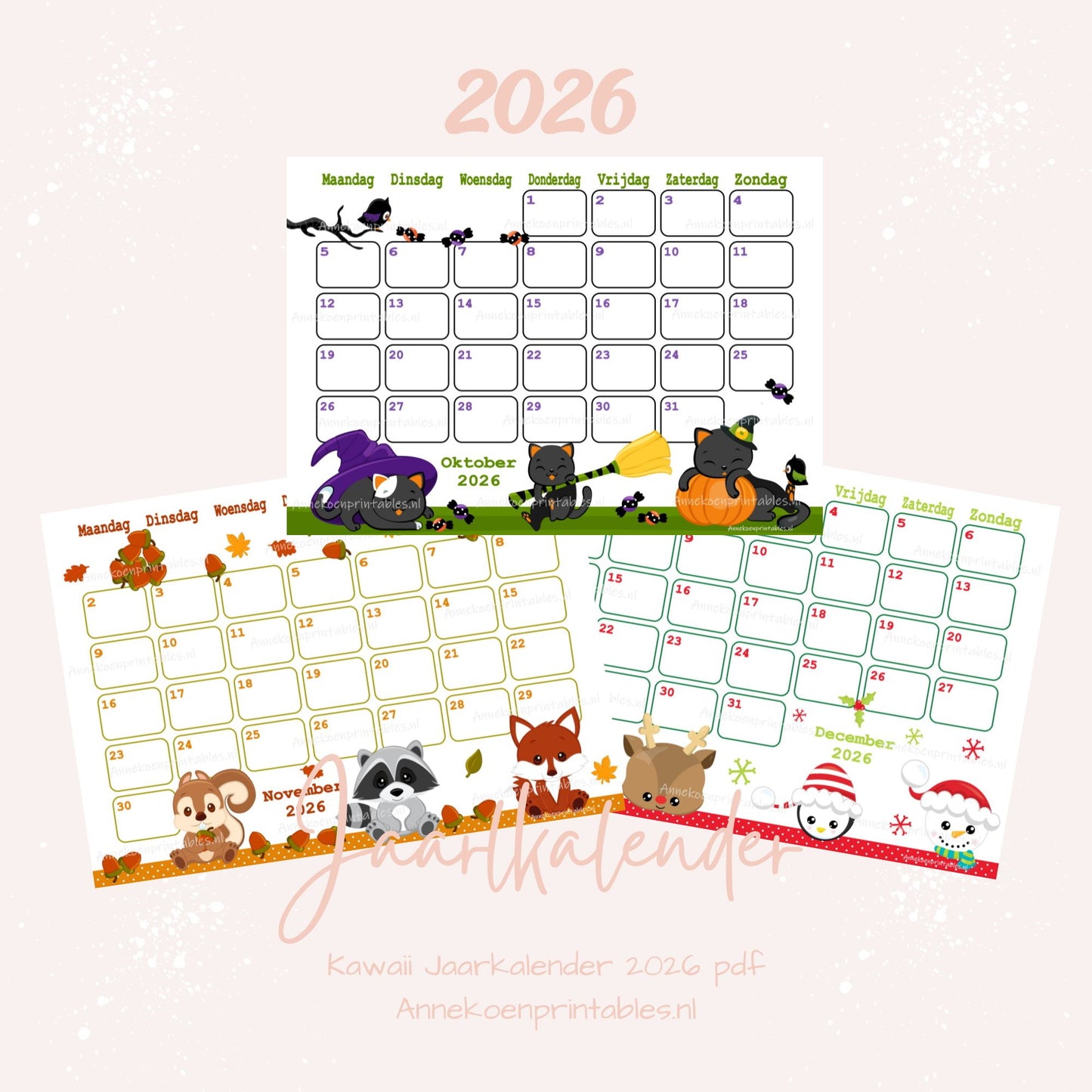 Kalender 2026 serie Kawaii