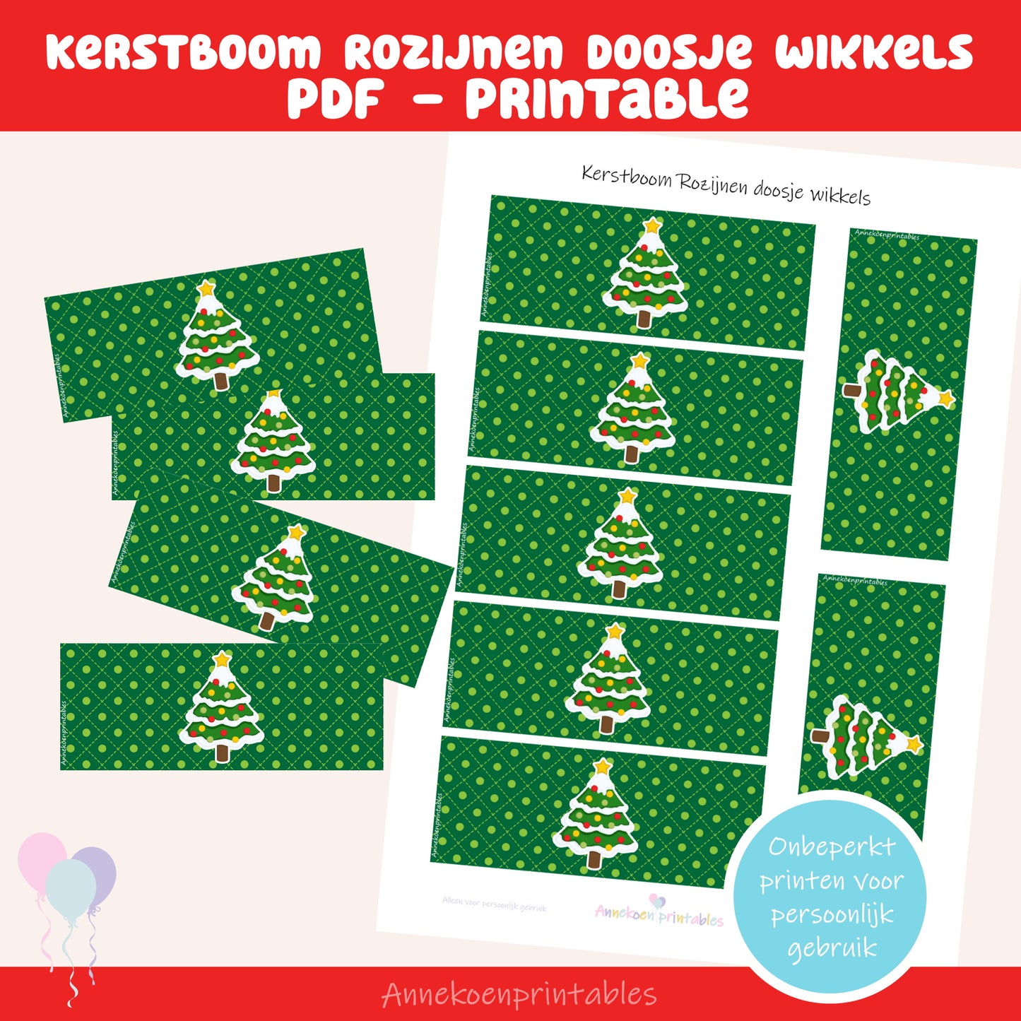 Kerstboom Rozijnen doosje wikkels