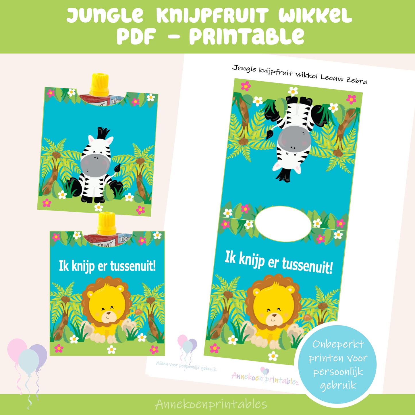 Jungle knijpfruit wikkel Leeuw Zebra Ik knijp