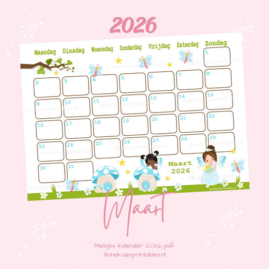 Maart kalender Elfjes serie Meisjes 2026