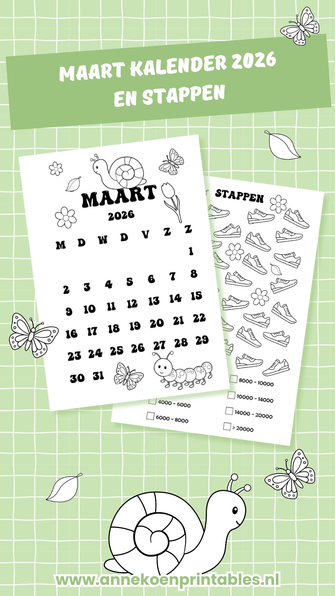 Maart Kalender 2026 en Stappen