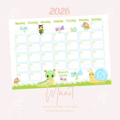 Kalender 2026 serie Kawaii