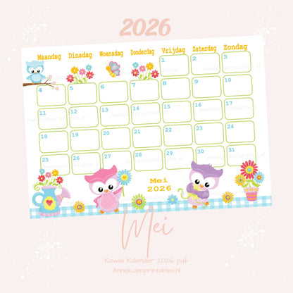 Kalender 2026 serie Kawaii