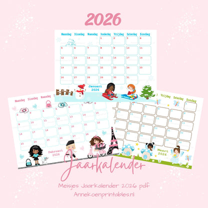 Kalender 2026 serie Meisjes
