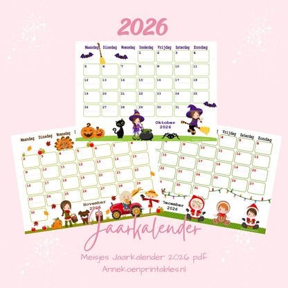 Kalender 2026 serie Meisjes
