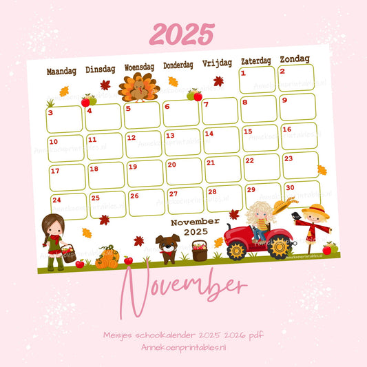 November kalender Herfst serie Meisjes 2025 - 2026