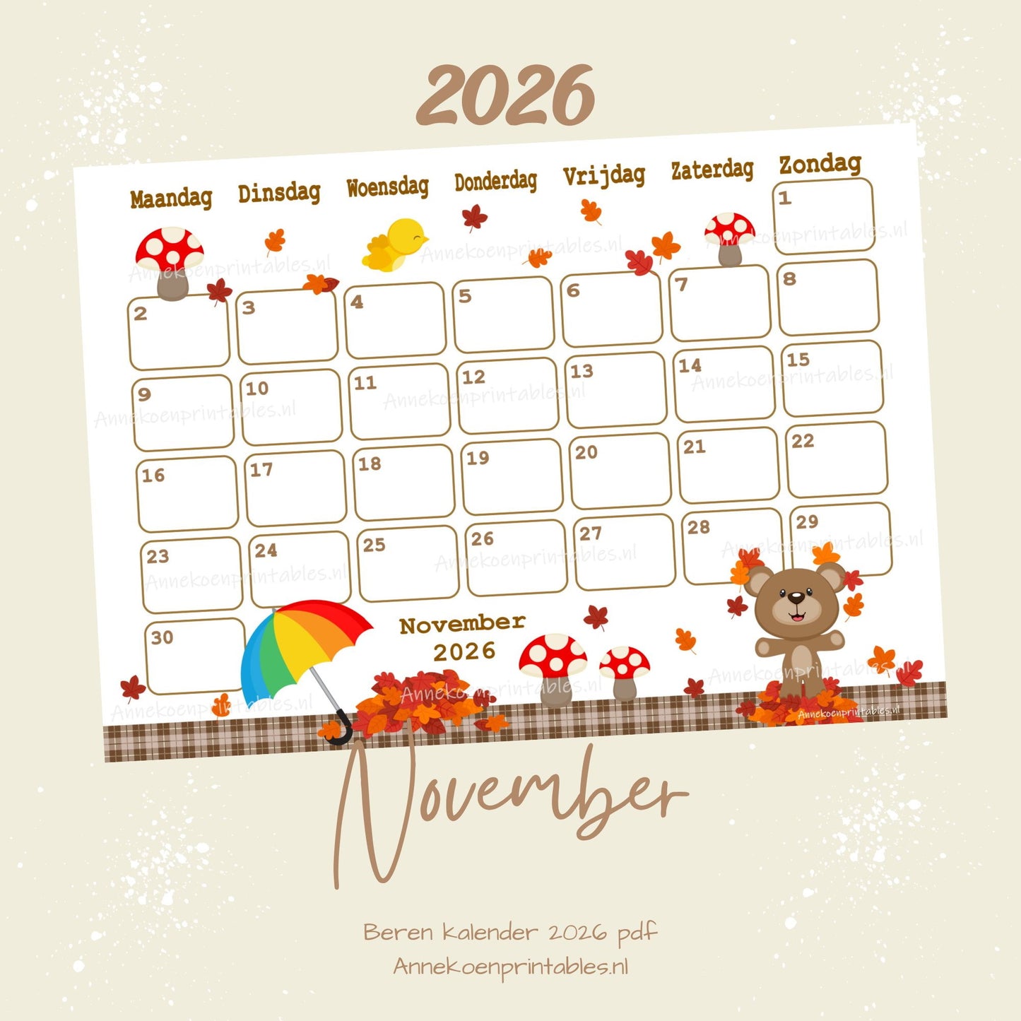 Kalender 2026 serie Beren