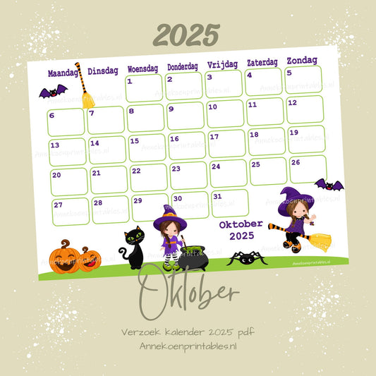 Oktober kalender Heksen serie Verzoek 2025