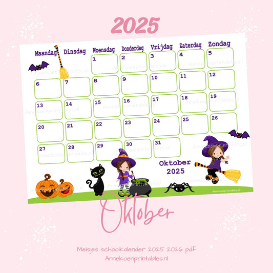 Oktober kalender Heksen serie Meisjes 2025 - 2026