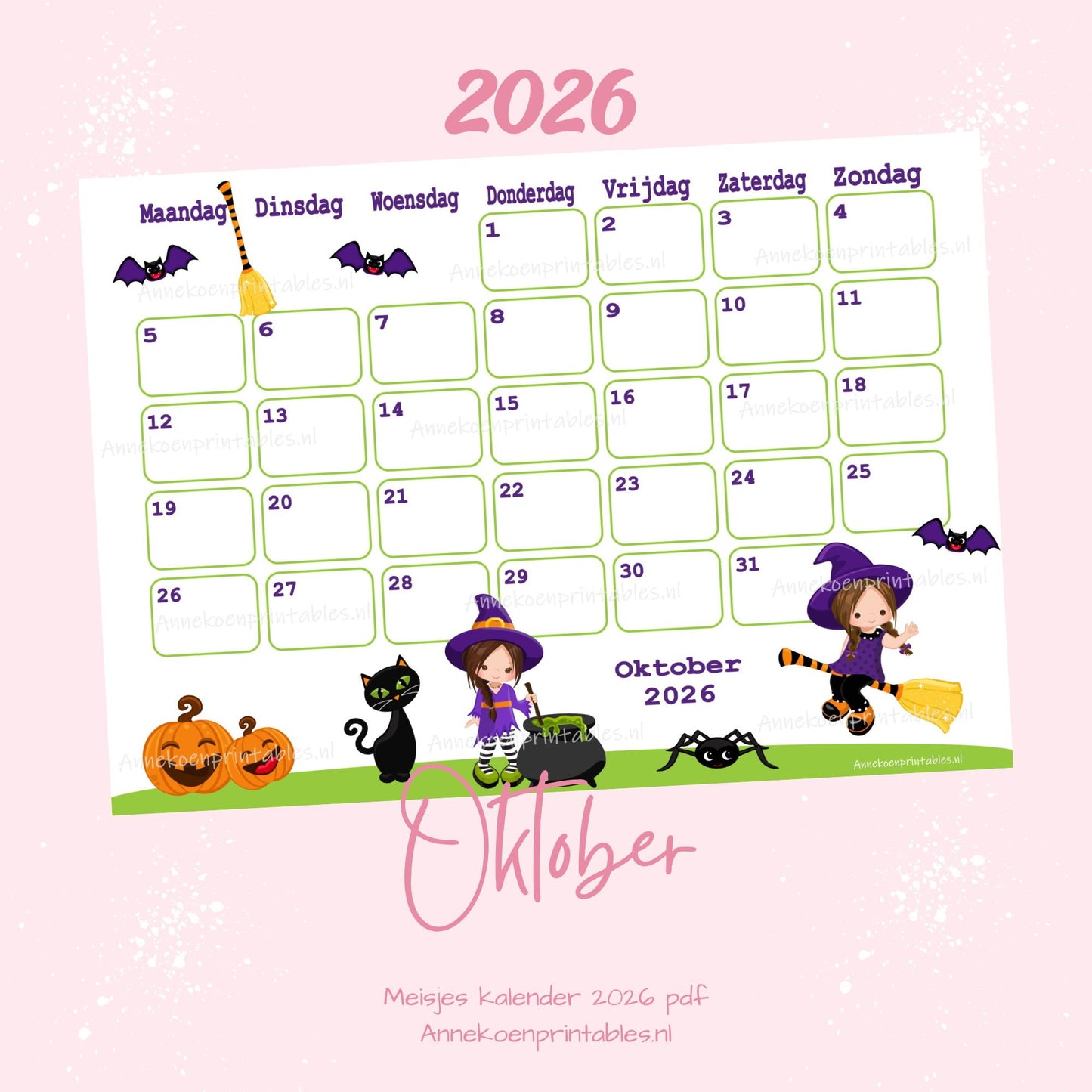 Oktober kalender Heksen serie Meisjes 2026