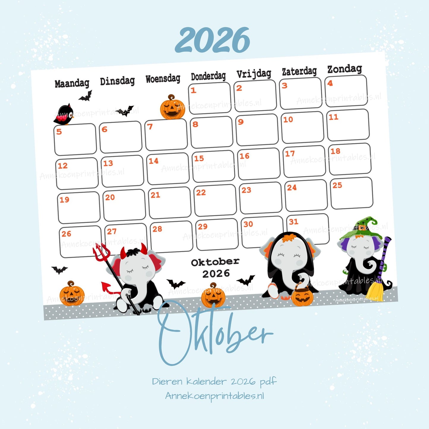 Kalender 2026 serie Dieren
