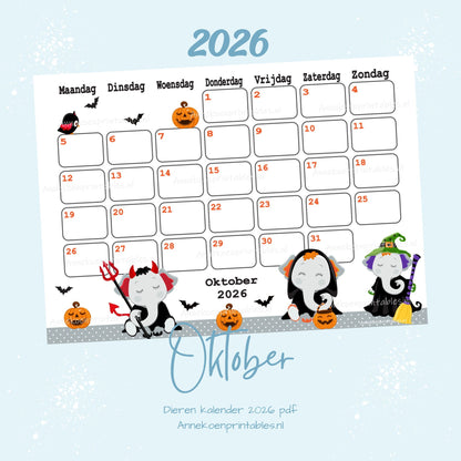 Kalender 2026 serie Dieren