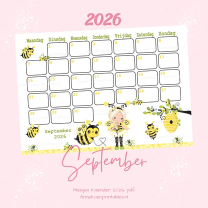 Kalender 2026 serie Meisjes