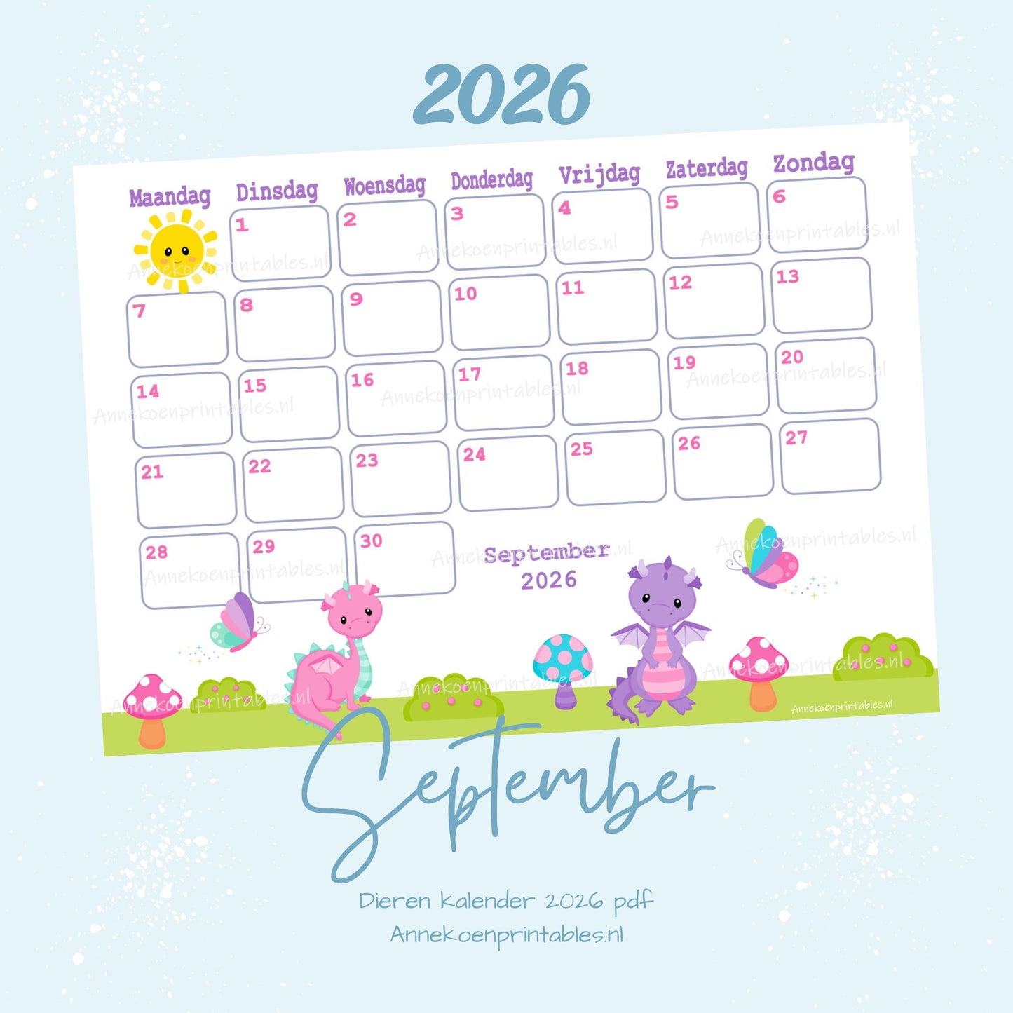Kalender 2026 serie Dieren
