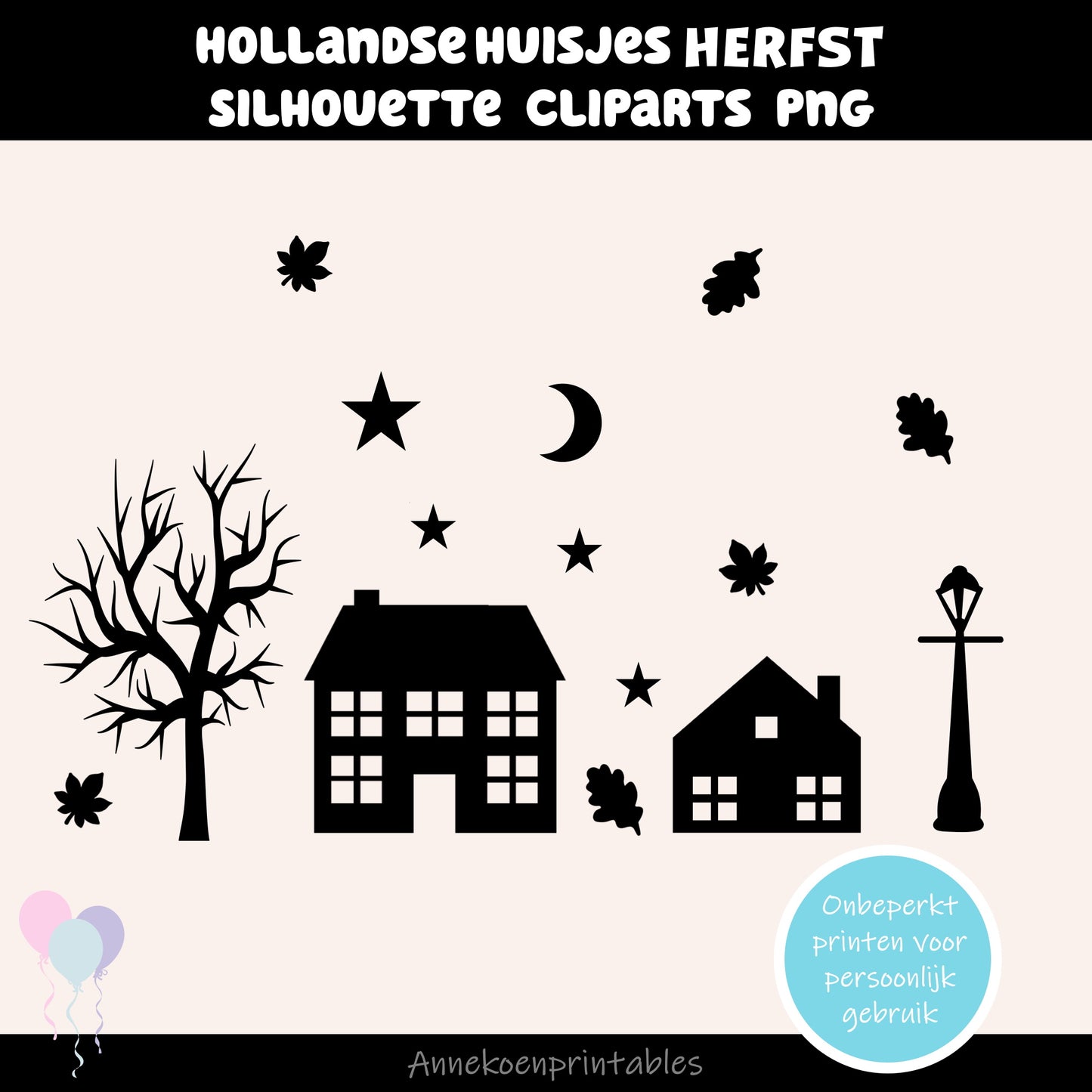 Hollandse huisjes Herfst silhouette plaatjes