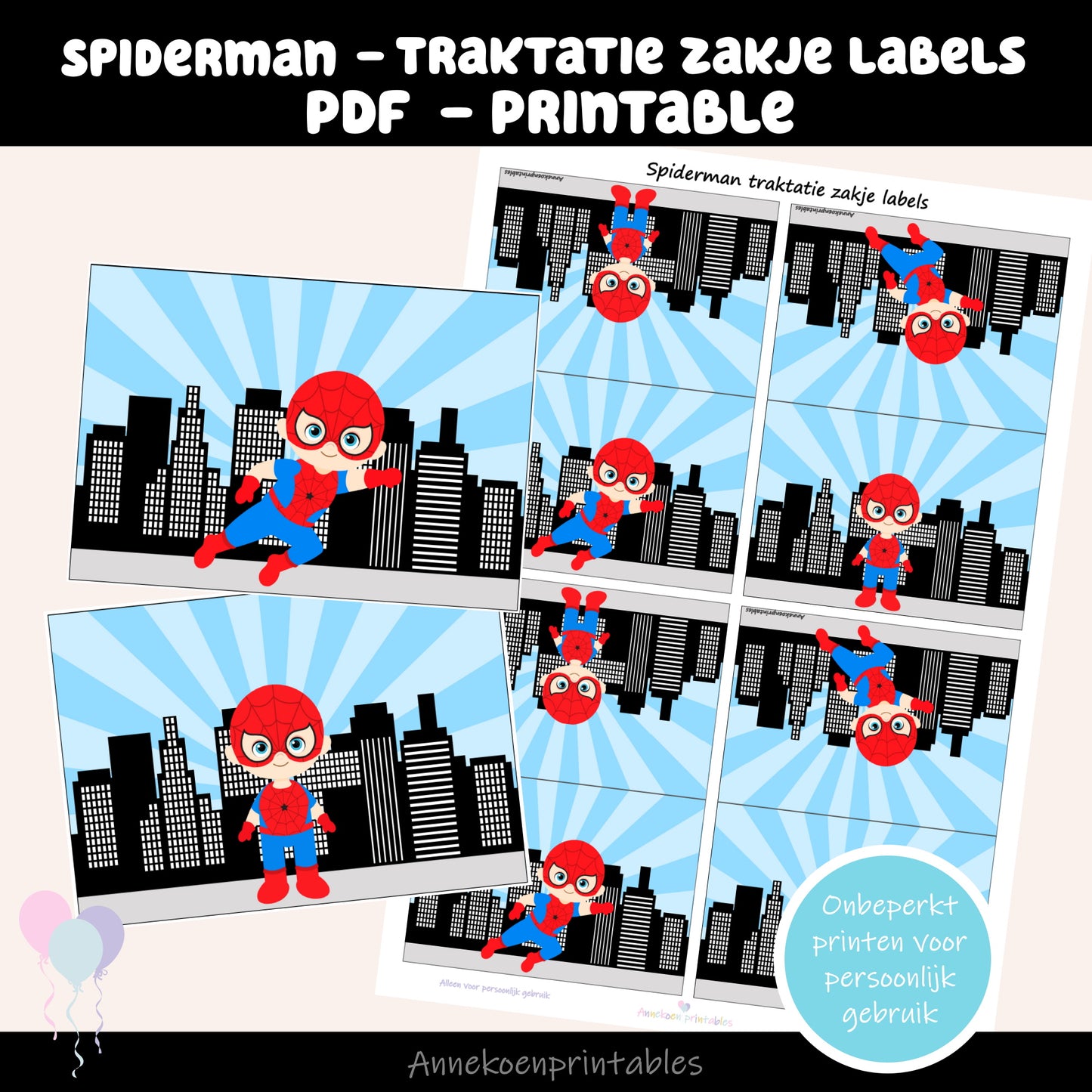 Spiderman traktatie zakje label