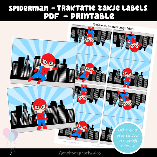 Spiderman traktatie zakje label