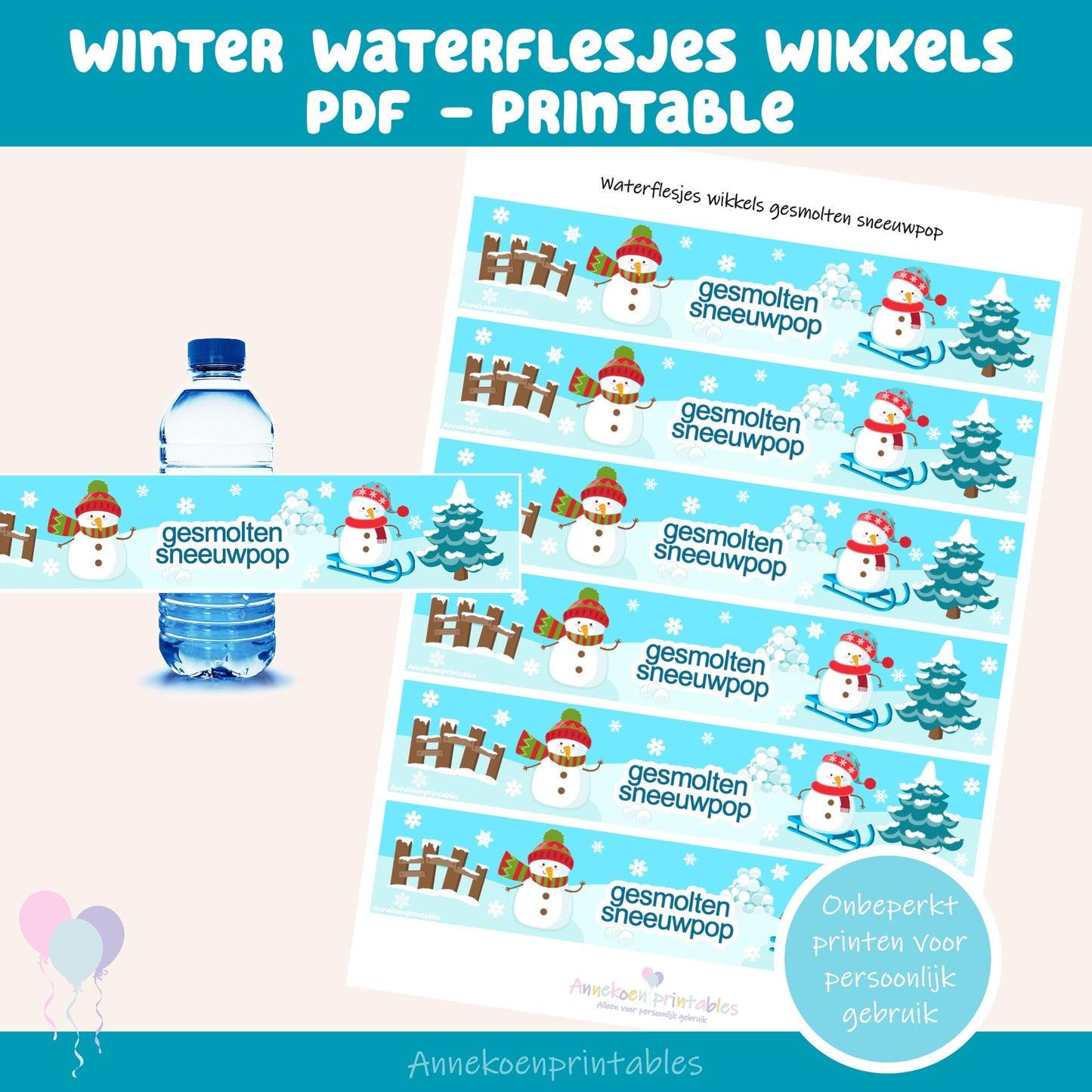 Waterflesjes wikkels gesmolten sneeuwpop